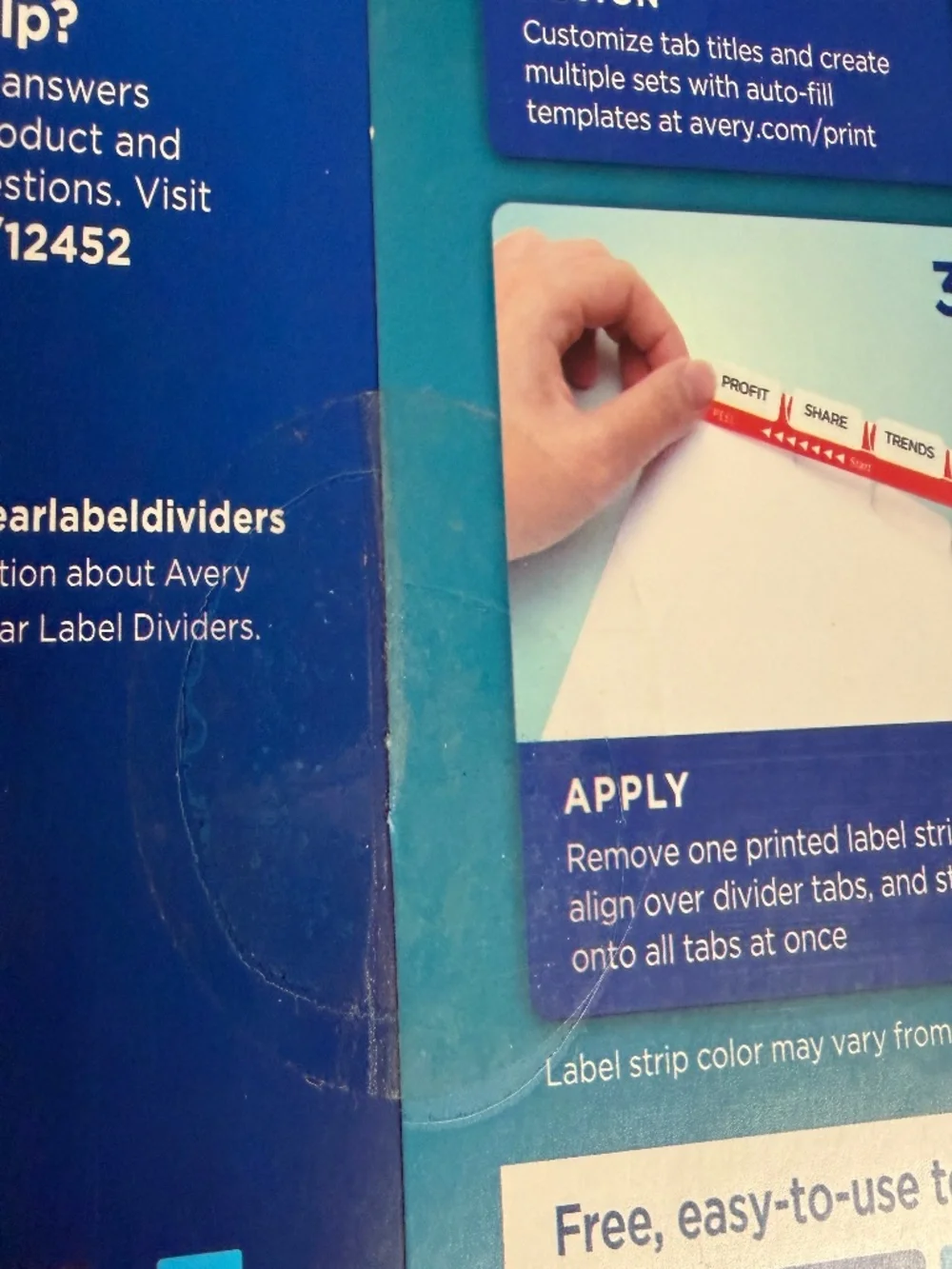 Avery 12452 5 Tab Labels & Plastic Dividers